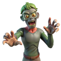 striking distinguished A menacing zombie, reaching out with clawed hands. NO BACKGROUND with Transparent Background. png