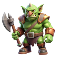 exemplar impressionista uma estilizado, estilo cartoon orc, empunhando uma batalha Machado. não fundo com transparente fundo. impecável png