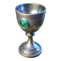 impressive nordic A single, ornate silver chalice with glowing runes, NO BACKGROUND with Transparent Background. elite png