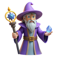 striking modern A powerful wizard holding a magical staff, NO BACKGROUND with Transparent Background. artisan png