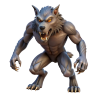 reflective breathtaking A fierce werewolf mid-transformation, NO BACKGROUND with Transparent Background. detailed png