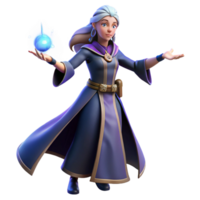 notable impressionist A powerful sorceress casting a spell, NO BACKGROUND with Transparent Background. fine detail png