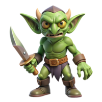 sedutor gótico uma ameaçador goblin segurando uma punhal, não fundo com transparente fundo. perfeito clareza png