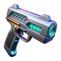 whimsical impressive Sci-fi weapon, energy blaster, sleek design, futuristic materials. NO BACKGROUND with Transparent Background. premium png