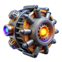 iconic baroque Futuristic spaceship engine, powerful, glowing core, complex mechanics. NO BACKGROUND with Transparent Background. authentic png