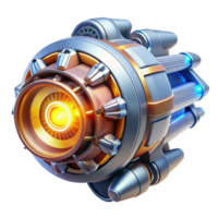spectacular unparalleled Futuristic spaceship engine, powerful, glowing core, complex mechanics. NO BACKGROUND with Transparent Background. png
