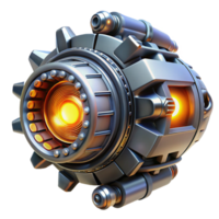 stunning industrial Futuristic spaceship engine, powerful, glowing core, complex mechanics. NO BACKGROUND with Transparent Background. high quality png