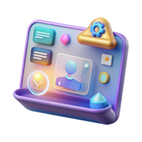exquisite timeless Holographic interface, digital display, interactive icons, user friendly. NO BACKGROUND with Transparent Background. png