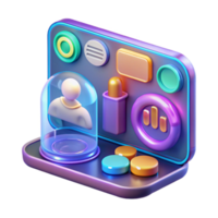 stunning avant-garde Holographic interface, digital display, interactive icons, user friendly. NO BACKGROUND with Transparent Background. professional png
