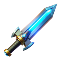 breathtaking intense retro Energy sword, glowing blade, intricate hilt, futuristic design. NO BACKGROUND with Transparent Background. handcrafted png