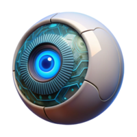magnificent dynamic coastal Cybernetic eye implant, glowing, intricate circuitry, realistic texture. NO BACKGROUND with Transparent Background. high quality png