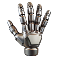 extraordinary energetic renaissance Robotic hand, metallic, realistic, articulated fingers, detailed textures. NO BACKGROUND with Transparent Background. expertly shot png