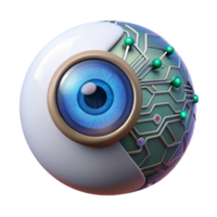 elegant distinctive Cybernetic eye implant, glowing, intricate circuitry, realistic texture. NO BACKGROUND with Transparent Background. png