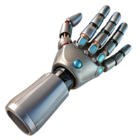 alluring exceptional Cybernetic arm prosthetic, metallic, realistic, advanced technology. NO BACKGROUND with Transparent Background. png