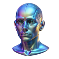 inspired abstract Holographic projection of a human head, detailed features, realistic. NO BACKGROUND with Transparent Background. refined png