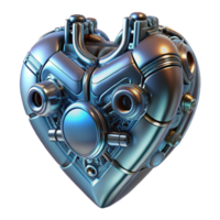 splendid timeless Cybernetic heart, metallic, glowing, intricate details, advanced technology. NO BACKGROUND with Transparent Background. png
