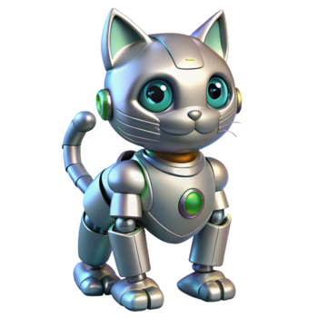 suntuoso codiciado robot gato, metálico, futurista diseño, avanzado ai, sensores No antecedentes con transparente antecedentes. png
