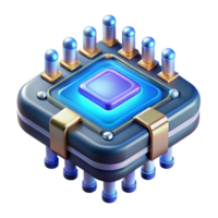 quintessential renaissance Futuristic data chip, glowing circuits, advanced technology, information storage. NO BACKGROUND with Transparent Background. gallery standard png