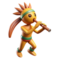 sought-after retro Kokopelli, Native American flute player, fertility symbol, NO BACKGROUND with Transparent Background. premium png
