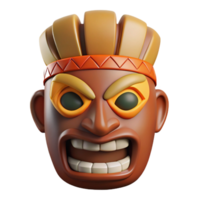 breathtaking distinctive Tiki mask, Polynesian, tribal art, NO BACKGROUND with Transparent Background. png