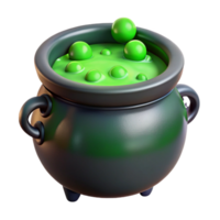whimsical picturesque A bubbling cauldron filled with a mysterious green potion. NO BACKGROUND with Transparent Background. top-tier png