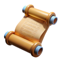 gorgeous romantic artistic A single, ancient scroll with cryptic writing. NO BACKGROUND with Transparent Background. crisp png