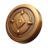 quintessential avant-garde A single, ancient coin with mystical symbols. NO BACKGROUND with Transparent Background. gallery standard png