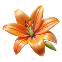 striking playful impressionist Tiger lily flower NO BACKGROUND with Transparent Background. authentic png