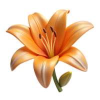 alluring joyful retro Tiger lily flower NO BACKGROUND with Transparent Background. original png