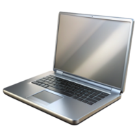 energetic stunning A sleek, silver laptop computer, closed. NO BACKGROUND with Transparent Background. detailed png