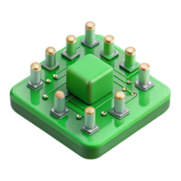 unforgettable avant-garde A circuit board, green with visible components. NO BACKGROUND with Transparent Background. 8K png