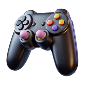 sumptuous melancholic minimalist A game controller, black with buttons and joysticks. NO BACKGROUND with Transparent Background. 4K png