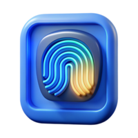 picturesque acclaimed A fingerprint scanner, illuminated blue. NO BACKGROUND with Transparent Background. png