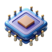 vibrant celebrated A CPU, pins visible. NO BACKGROUND with Transparent Background. png
