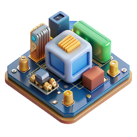 striking avant-garde A motherboard, with components attached. NO BACKGROUND with Transparent Background. high quality png