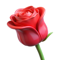 radiant iconic Single red rose bud NO BACKGROUND with Transparent Background. png
