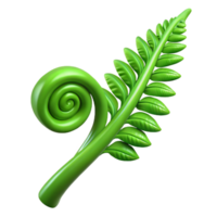 extraordinary mid-century Green fern frond unfurling NO BACKGROUND with Transparent Background. top-tier png