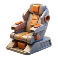 distinguished tropical Spaceship pilot seat, ergonomic design, safety harness, control stick. NO BACKGROUND with Transparent Background. perfect clarity png