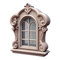 captivating modern Victorian window frame, intricate carvings, NO BACKGROUND with Transparent Background. gallery standard png