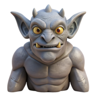 dazzling reflective elegant Stone gargoyle, grotesque face, NO BACKGROUND with Transparent Background. artisan png