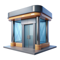 pristine art deco Shopping mall entrance, glass doors, NO BACKGROUND with Transparent Background. high resolution png