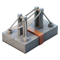iconic geometric Suspension bridge cable anchorage, concrete block, NO BACKGROUND with Transparent Background. impeccable png