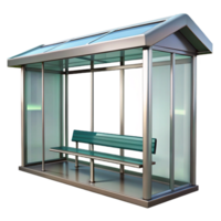 mesmerizing playful minimalist Bus stop shelter, glass and metal, NO BACKGROUND with Transparent Background. impeccable png