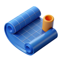 beautiful notable Blueprint roll, architectural drawing, NO BACKGROUND with Transparent Background. png