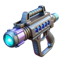 gorgeous retro Futuristic plasma rifle with glowing energy core NO BACKGROUND with Transparent Background. artisan png