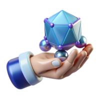 fascinating elegant Robotic hand holding a data crystal NO BACKGROUND with Transparent Background. crisp png