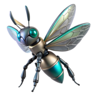 magnificent rustic Robotic insect with delicate wings NO BACKGROUND with Transparent Background. studio quality png