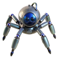 glorious joyful mid-century Robotic spider with multiple lenses NO BACKGROUND with Transparent Background. high resolution png