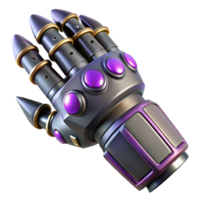 reflective alluring Cyberpunk gauntlet with retractable claws NO BACKGROUND with Transparent Background. fine detail png