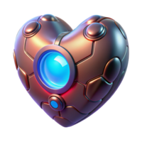 sumptuous bohemian Cybernetic heart with glowing core NO BACKGROUND with Transparent Background. flawless png